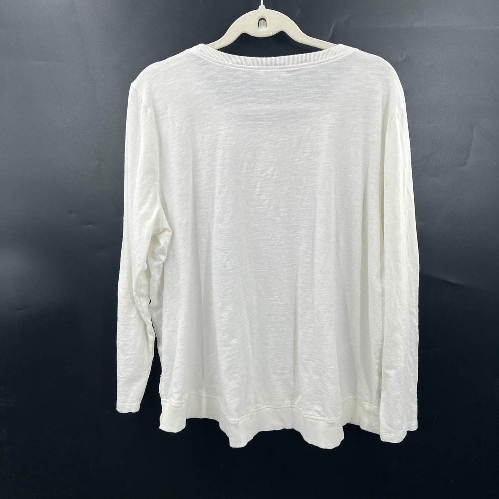 Sundance White Long Sleeve Crew Neck Top lagenlook boho coastal grandma XXL - Picture 6 of 8